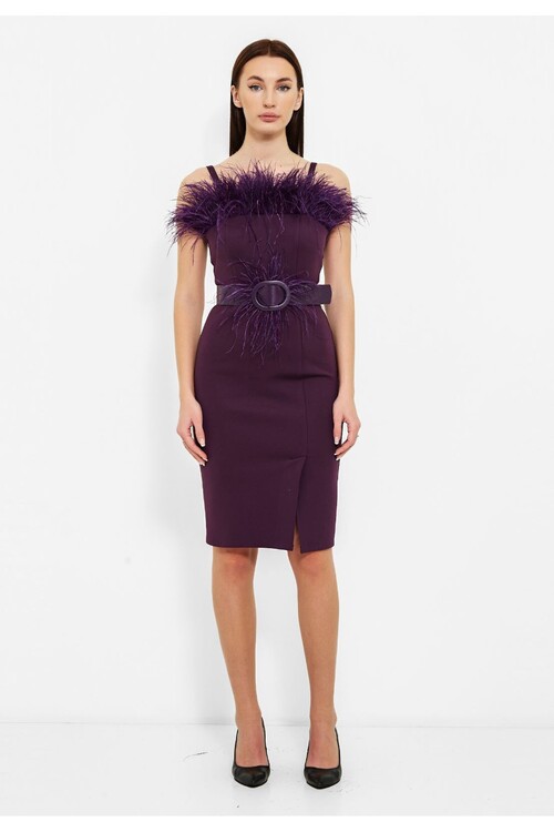 Modatalika Kadın Orijinal Tüy Tasarım Gece Elbisesi