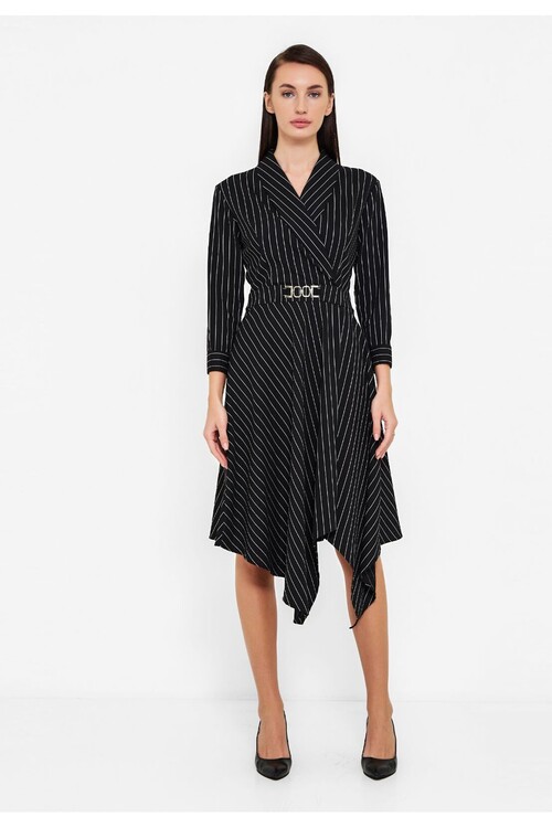 Modatalika Kadın Uzun Kollu Beli Kemerli Elbise