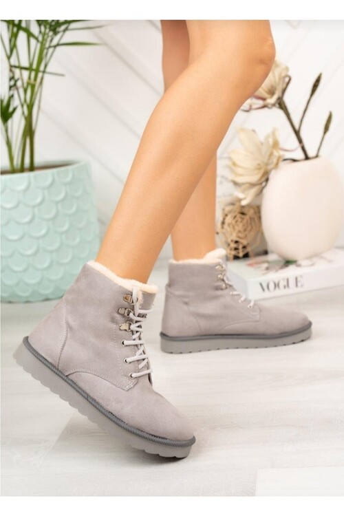 Modatalika İçi Kürklü Bağcıklı Süyet Kadın Bot