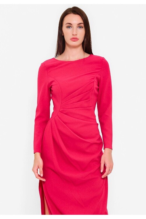 Modatalika Kadın Asimetrik Kesim Büzgü Detaylı Elbise