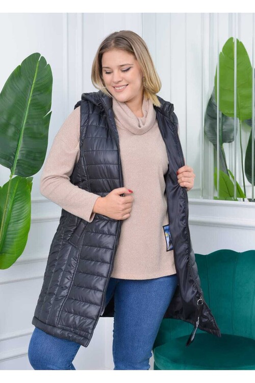 Modatalika Kadın Büyük Beden Uzun Yelek