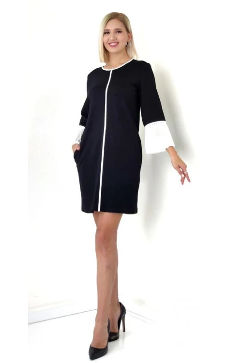 Modatalika Kadın Mini Boy Truvakar Kol Biye Detaylı Şık Elbise