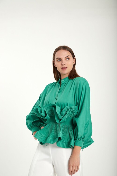 Modatalika Kadın Özel Tasarım Beli Lastikli Gömlek