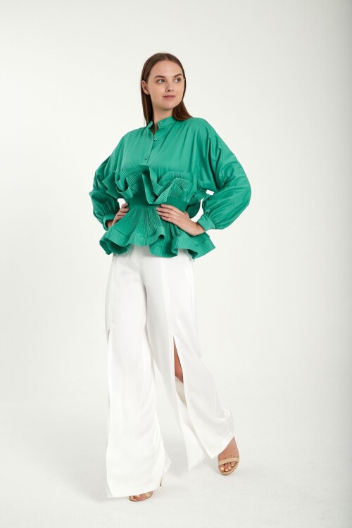 Modatalika Kadın Özel Tasarım Beli Lastikli Gömlek