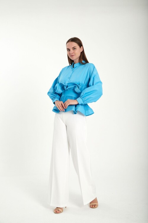 Modatalika Kadın Özel Tasarım Beli Lastikli Gömlek