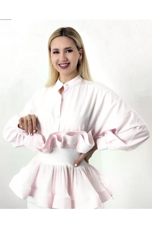 Modatalika Kadın Özel Tasarım Beli Lastikli Gömlek