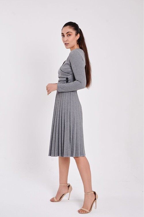 Modatalika Kadın Pileli Günlük Şık Elbise