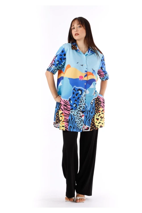 Modatalika Kadın Renkli Desenli Tunik