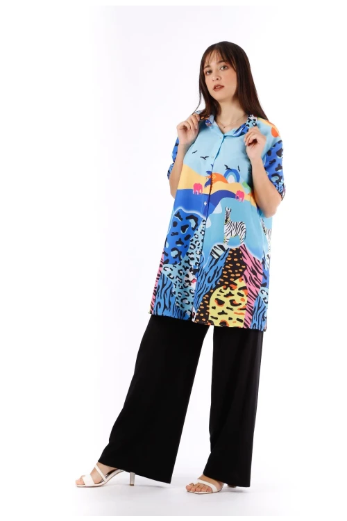 Modatalika Kadın Renkli Desenli Tunik