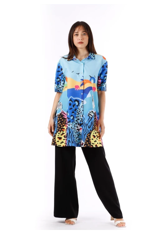 Modatalika Kadın Renkli Desenli Tunik