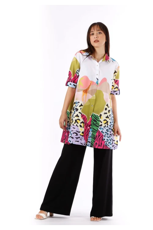 Modatalika Kadın Renkli Desenli Tunik