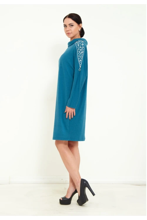 Modatalika Kadın Triko Taş İşlemeli Tasarım Midi Elbise