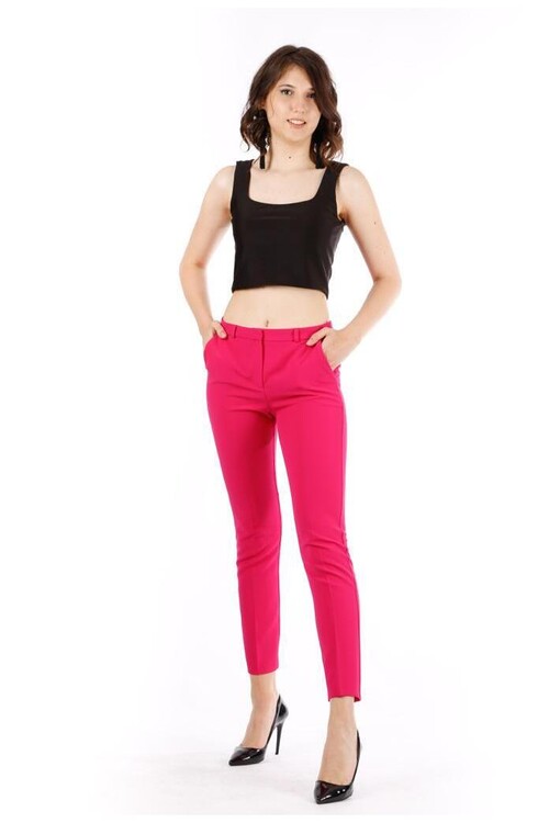 Modatalika Kadın Yüksek Bel Bilek Boy Düz Kesim Pantolon