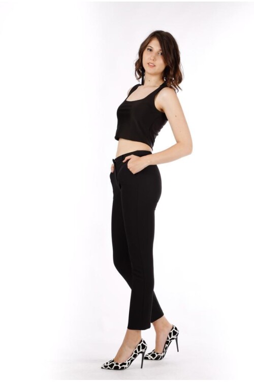 Modatalika Kadın Yüksek Bel Bilek Boy Düz Kesim Pantolon