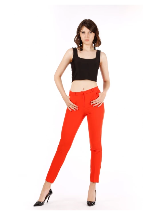 Modatalika Kadın Yüksek Bel Bilek Boy Düz Kesim Pantolon