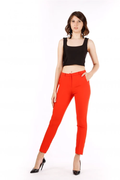 Modatalika Kadın Yüksek Bel Bilek Boy Düz Kesim Pantolon