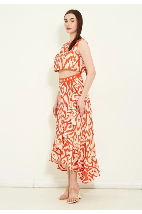 Modatalika  Keten  Etekli Crop Takım