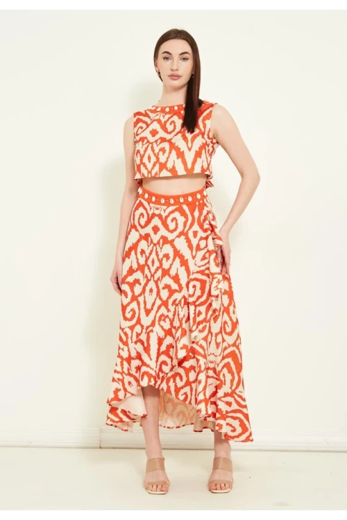 Modatalika  Keten  Etekli Crop Takım