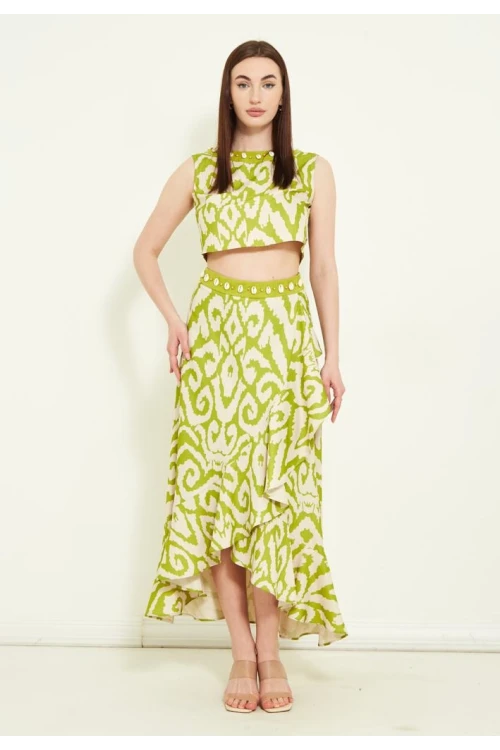 Modatalika  Keten  Etekli Crop Takım