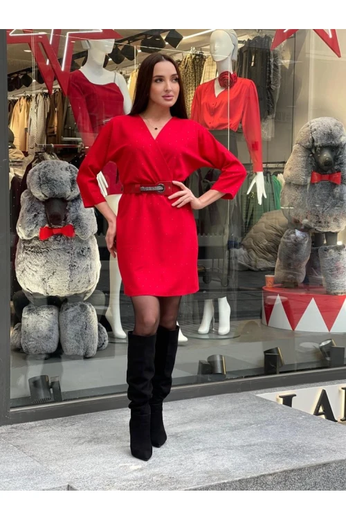 Modatalika Taş Ve Kemer Aksesuar Detaylı Mini Tasarım Elbise