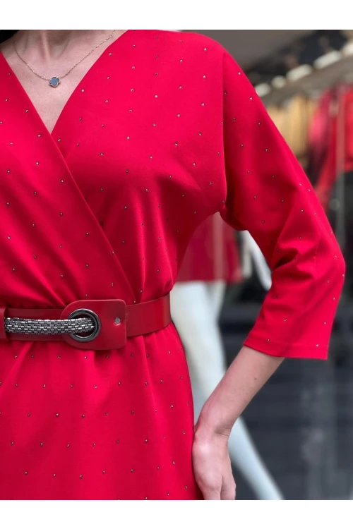 Modatalika Taş Ve Kemer Aksesuar Detaylı Mini Tasarım Elbise