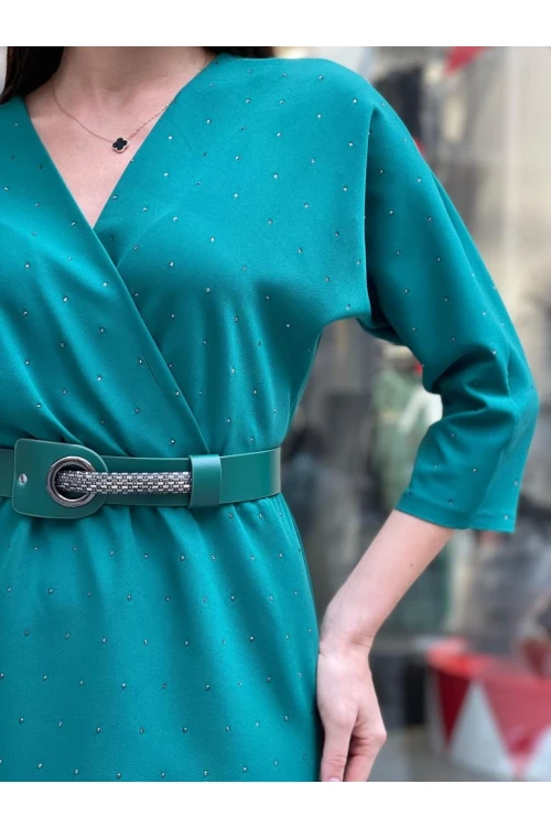 Modatalika Taş Ve Kemer Aksesuar Detaylı Mini Tasarım Elbise