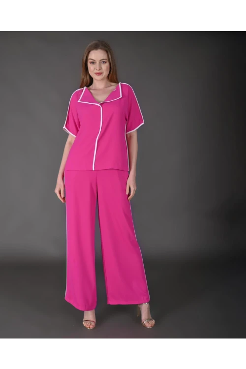 Modatalika Kadın Biye Detaylı Krep Kumaş Yeni Sezon İkili Takım