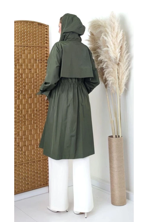 Modatalika Kadın Cep Detaylı Yan Kısmı Fermuarlı Tasarım Trençkot