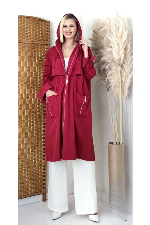 Modatalika Kadın Cep Detaylı Yan Kısmı Fermuarlı Tasarım Trençkot