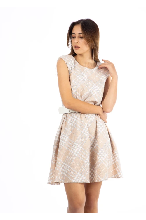 Modatalika Kadın Desenli Kemerli Mini Elbise