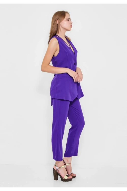 Modatalika Kadın Kolsuz Düğmeli İkili Takım