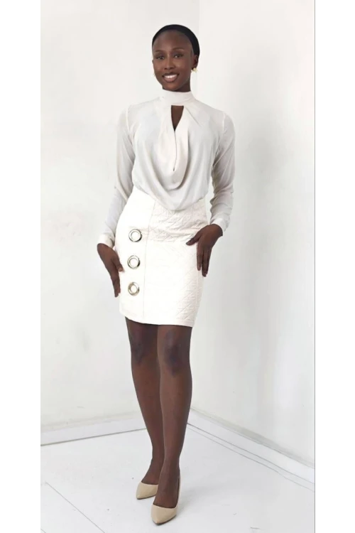 Modatalika Kadın Mini Boy Özel Tasarım Uzun Kol Elbise