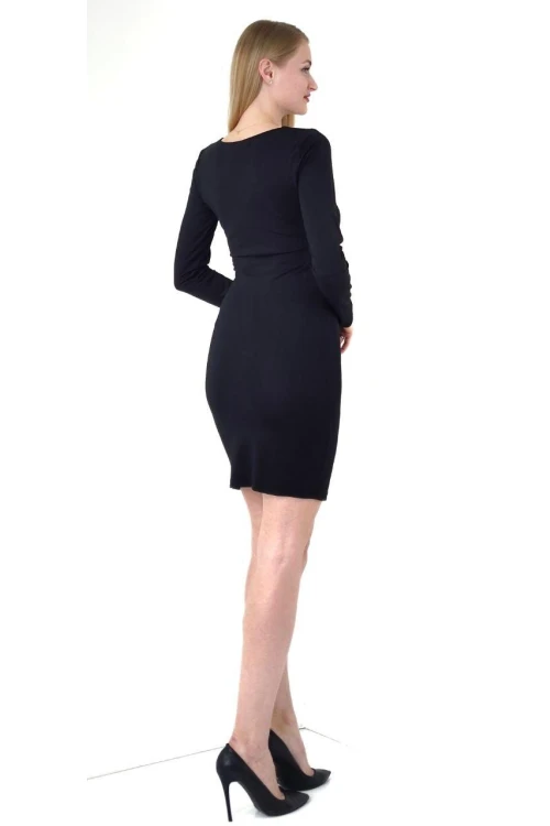 Modatalika Kadın Mini Taş Detaylı Uzun Kol Şık Mini Elbise