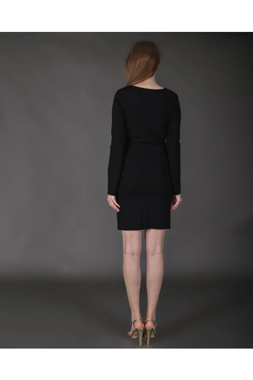 Modatalika Kadın Mini Taş Detaylı Uzun Kol Şık Mini Elbise