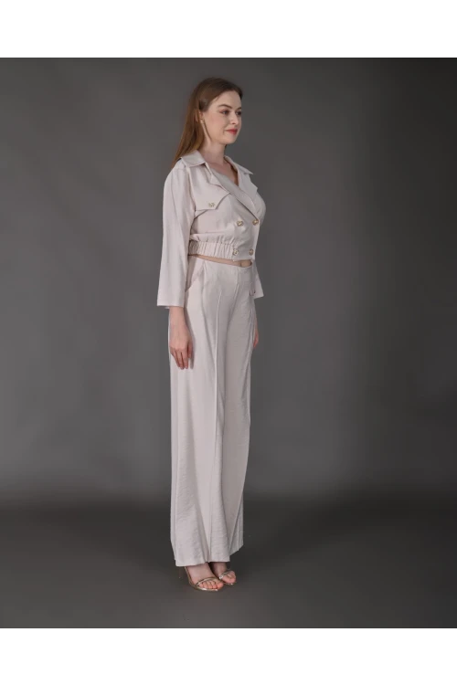 Modatalika Kadın Yeni Sezon Crop Ceket Pantolon Takım