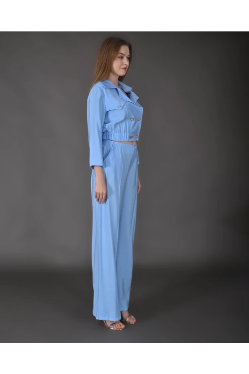 Modatalika Kadın Yeni Sezon Crop Ceket Pantolon Takım