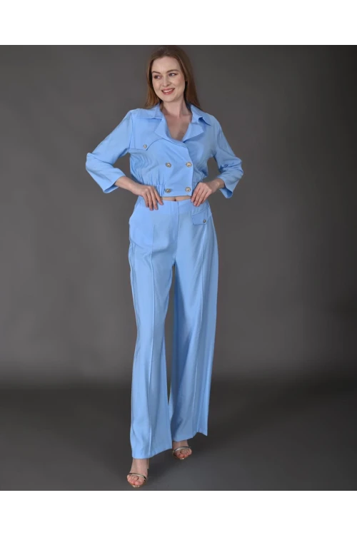 Modatalika Kadın Yeni Sezon Crop Ceket Pantolon Takım