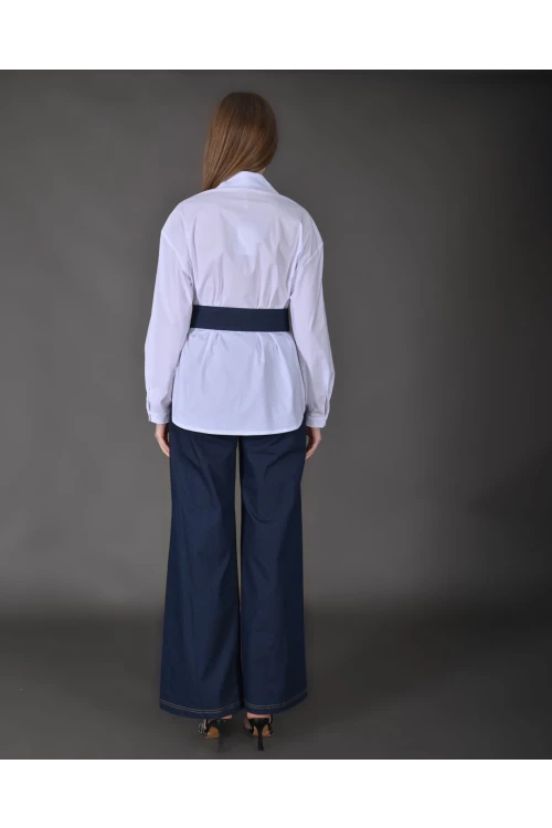 Modatalika Kadın Yeni Sezon Gömlek Pantolon Kemer Detaylı Spor İkili Takım