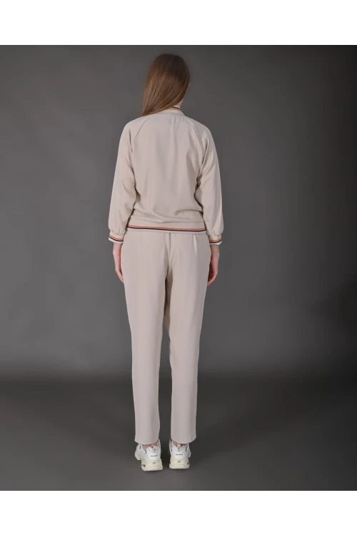 Modatalika Kadın Yeni Sezon Renkli Ribanalı Spor Ceket Pantolon İkili Takım