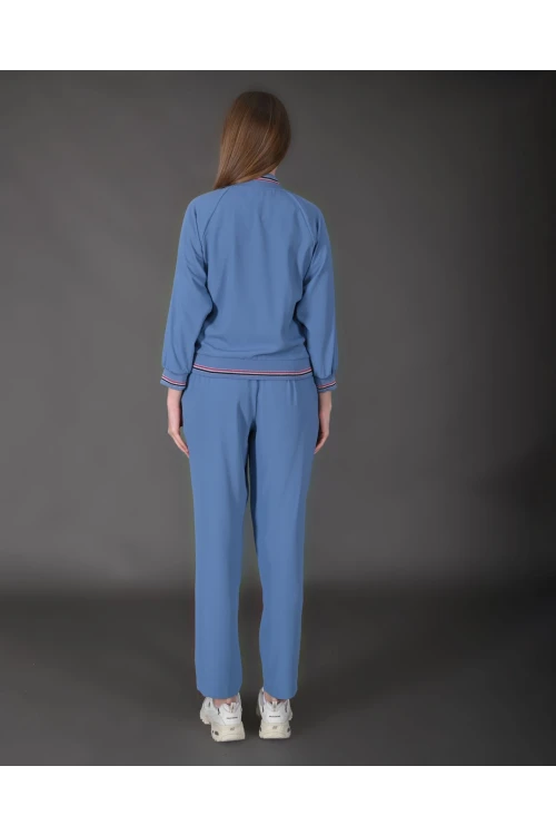 Modatalika Kadın Yeni Sezon Renkli Ribanalı Spor Ceket Pantolon İkili Takım