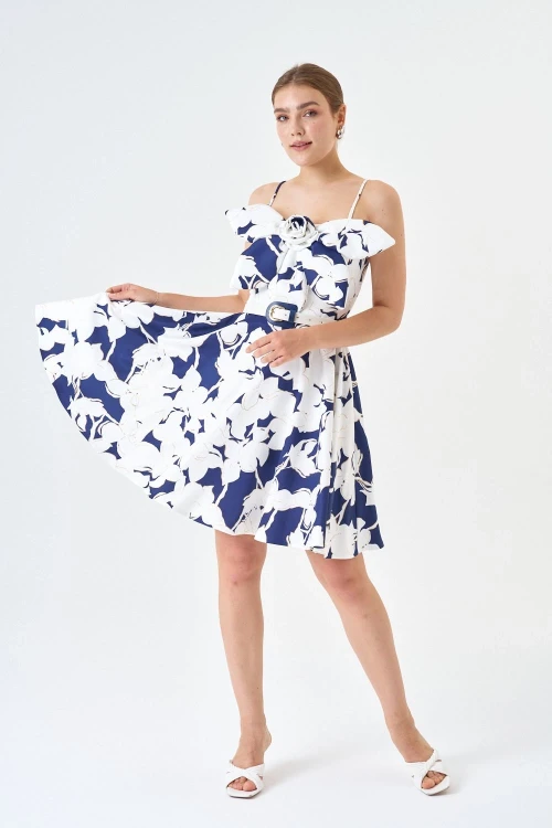 Modatalika Skuba Kumaş Mini Boy Varak Ve Dijital Baskı Detaylı Elbise