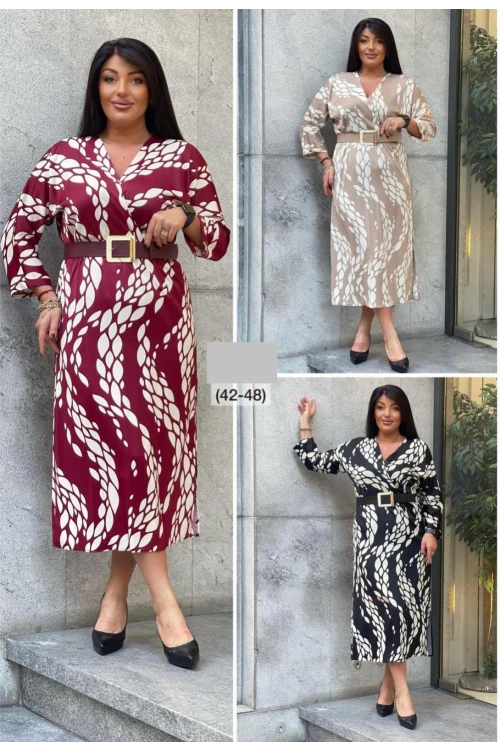 Trend Kadın Cesur desenler zarif kesimlerle buluşuyor Yeni büyük beden Elbisemiz.