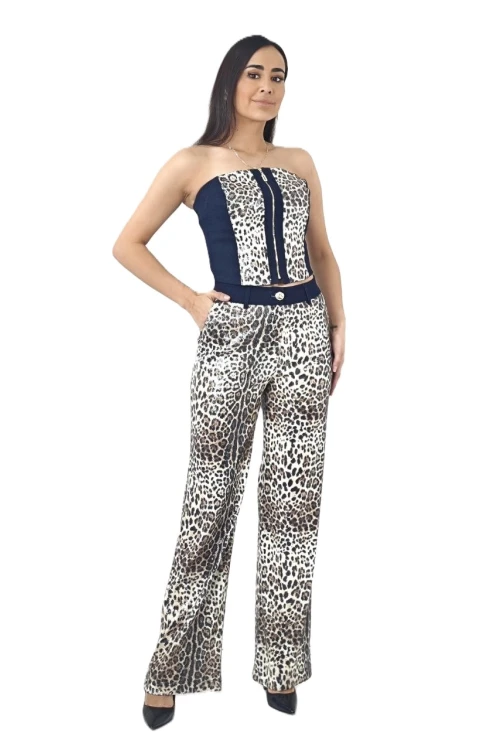 Trend Kadın Özel Tasarım Payetli Leopar İkili Takım
