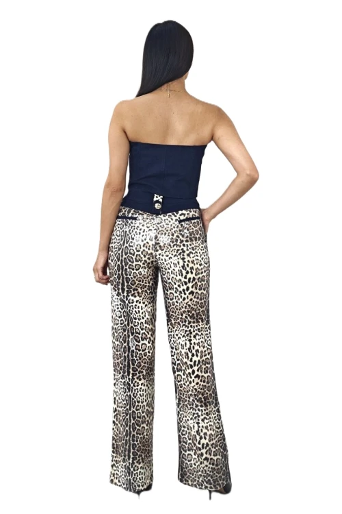 Trend Kadın Özel Tasarım Payetli Leopar İkili Takım