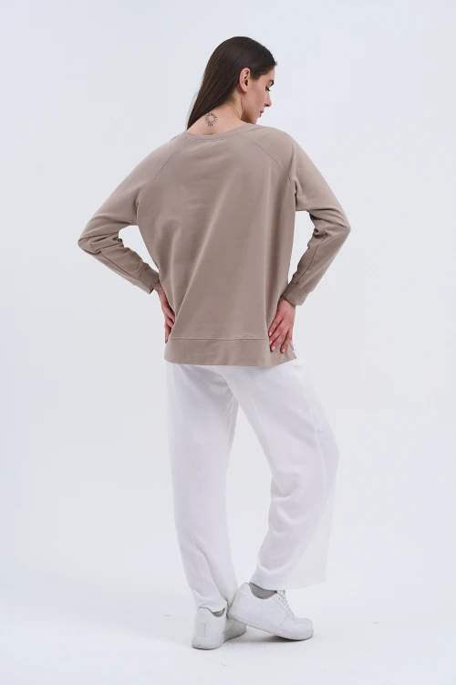 Trend Kadın Paris Yazılı Sweatshirt