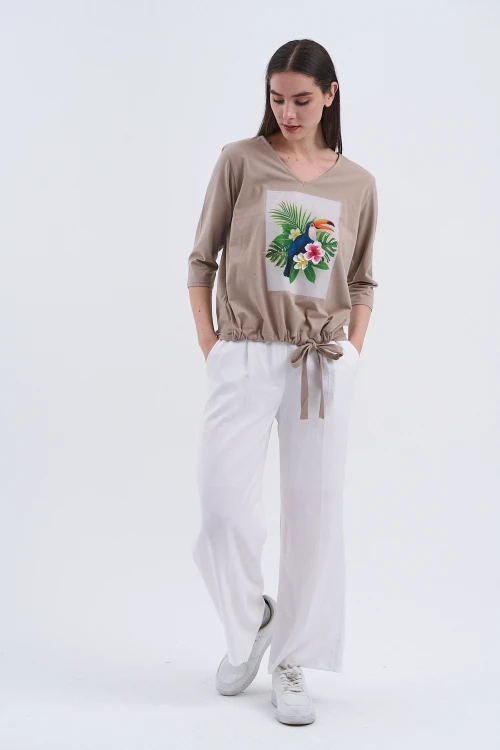 Trend Kadın Yeni Sezonun İncisi Tropikal Baskılı Bluz