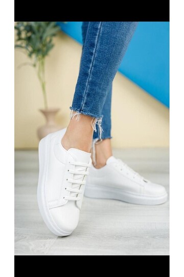 Modatalika Kadın Bağcıklı Termo Taban Sneaker Deri Spor Ayakkabı