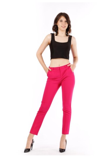 Modatalika Kadın Yüksek Bel Bilek Boy Düz Kesim Pantolon