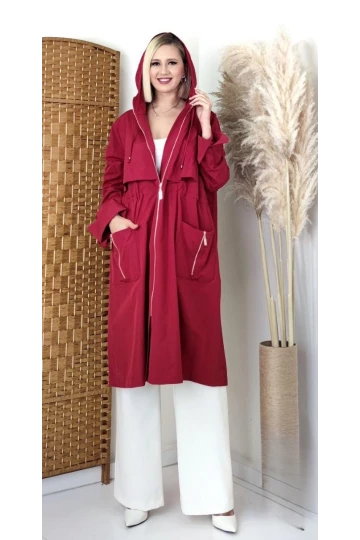 Modatalika Kadın Cep Detaylı Yan Kısmı Fermuarlı Tasarım Trençkot