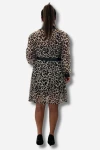 Favori Tekstil leopar desenli şifon düğmeli tasarım elbise